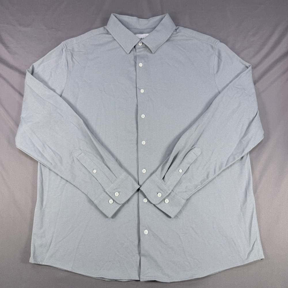Goodfellow Mens XL Gray Cotton Blend Knit Long Sleeve Button Down Shirt New